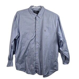 Vintage Polo Ralph Lauren Men's 17.5 Yarmouth Blue Long Sleeve Button Up Shirt